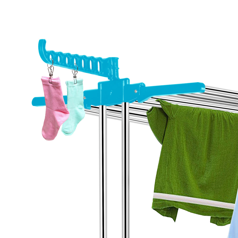 Alexin Stainless Steel 4 Tier Big Clothes Drying Stand/Foldable Laundry Rack/Cloth Dryer/Hanger for Clothing/Outdoor/Indoor/Balcony Space Saver for Home (Blue)