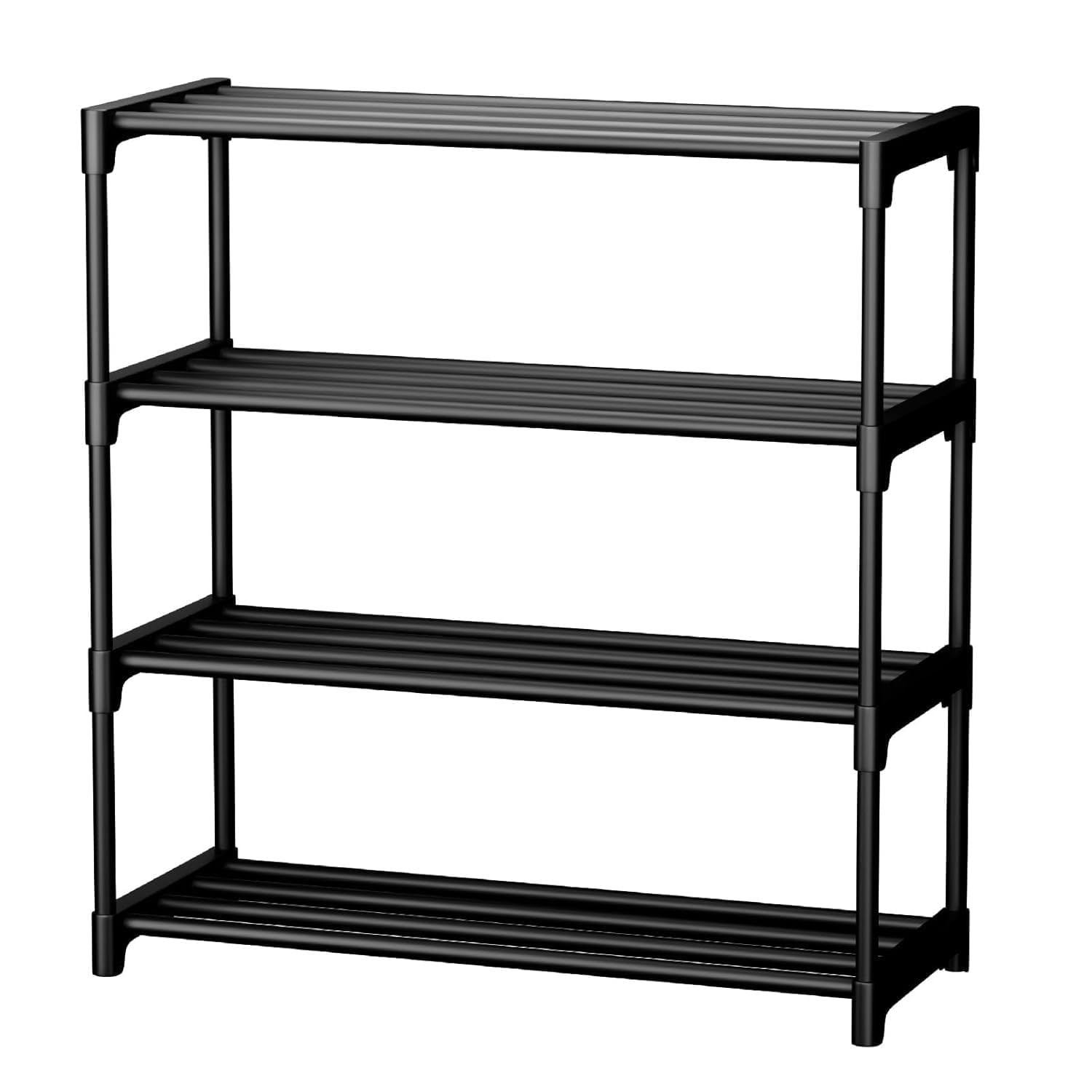 Alexin 4 Tier Shoe Rack with Shelf, Folding Shoe Rack for Bedroom, Living Room,Entryway, Black,Footwear Stand for Home, Shoe Rack Plastic Home Furniture