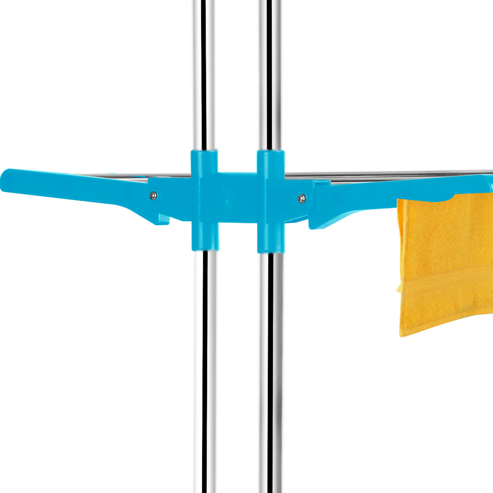 Alexin Stainless Steel 4 Tier Big Clothes Drying Stand/Foldable Laundry Rack/Cloth Dryer/Hanger for Clothing/Outdoor/Indoor/Balcony Space Saver for Home (Blue)